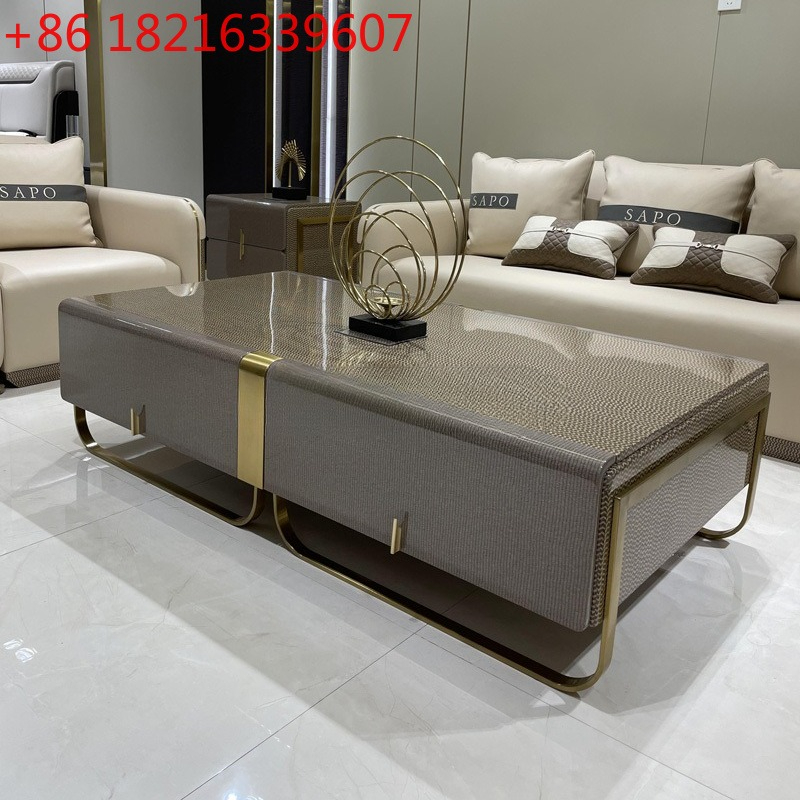 Office Furniture Hong Kong - Leichter Luxus-Couchtisch aus Massivholz, lang, Eckgröße,