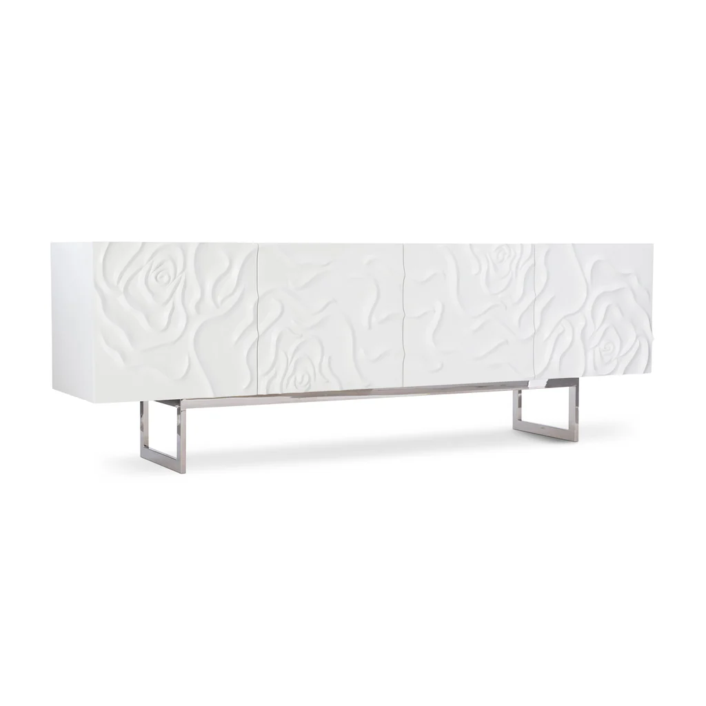 Credenza Office Storage - Moderne Wohnzimmermöbel Weißer Rosen-Prägedruck Aufbewahrungsschrank, Anpassbarer