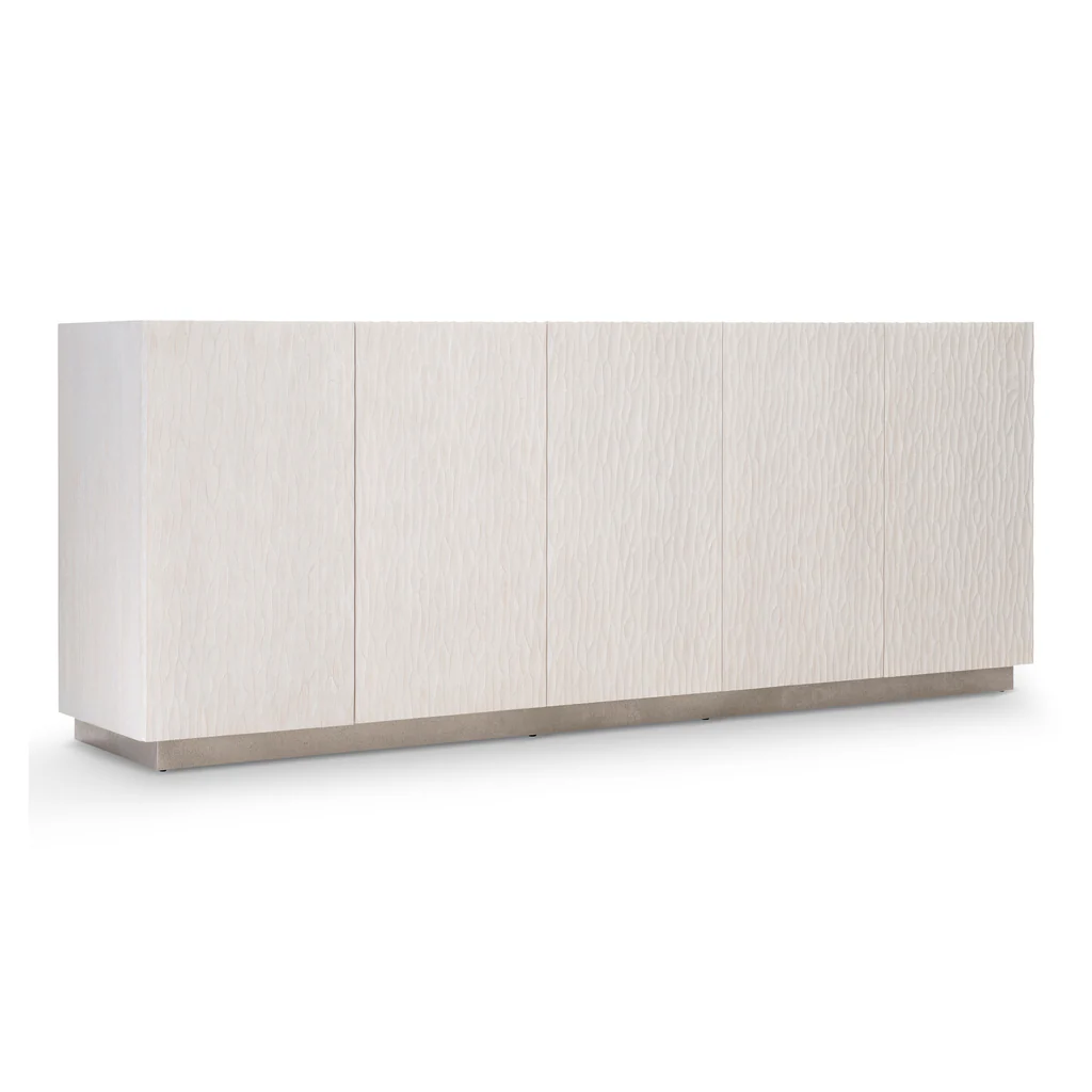 Credenza Office Storage - Moderner weißer TV-Schrank mit Wellenstruktur, luxuriöse