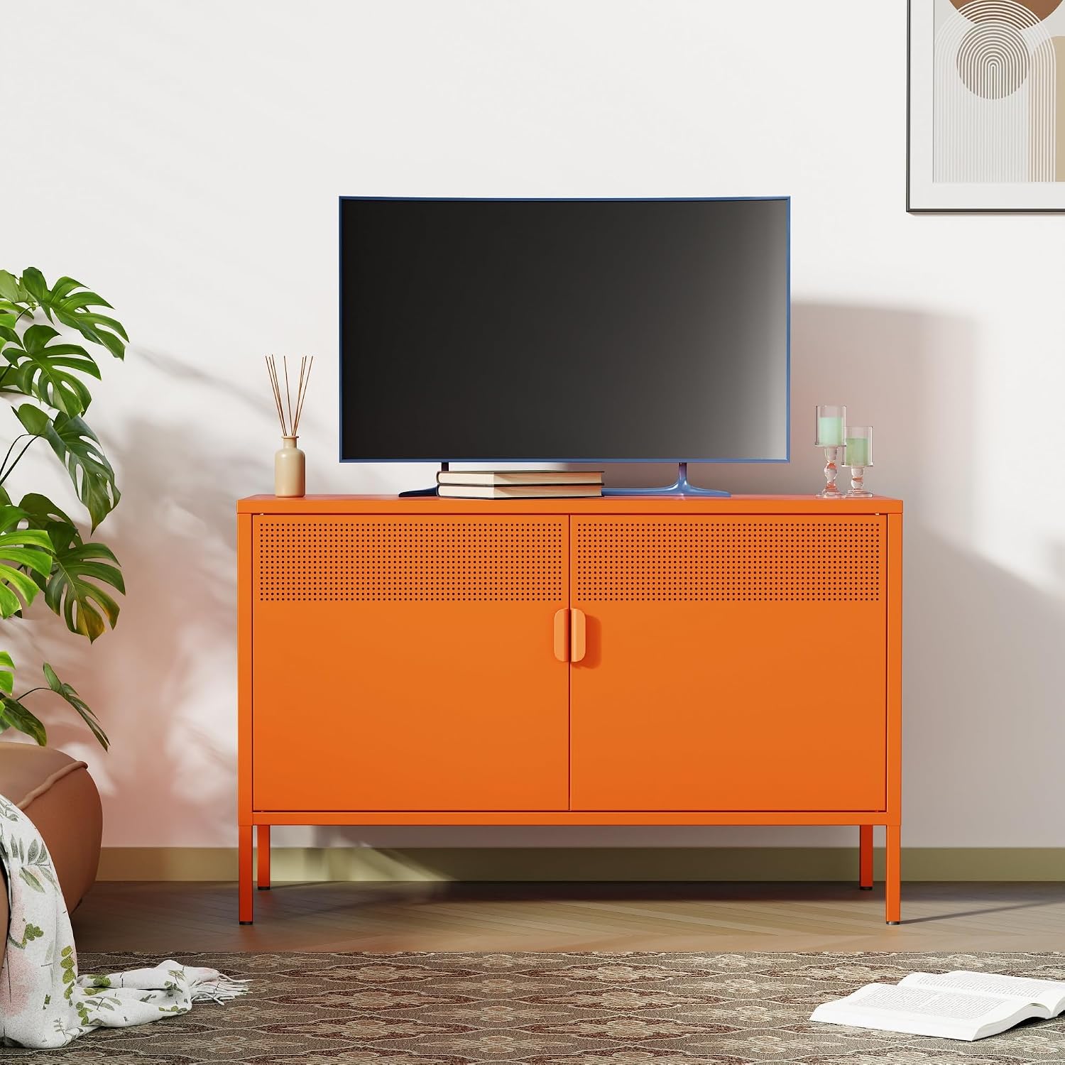 Orangefarbener breiter Metall- – Credenza Office Storage Bewertung und Preis